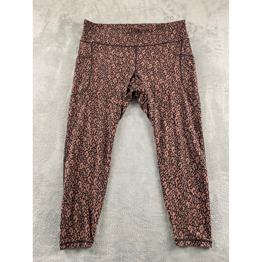 Old Navy Active Powersoft High Rise Leopard Leggings XXL Mauve Black Pockets